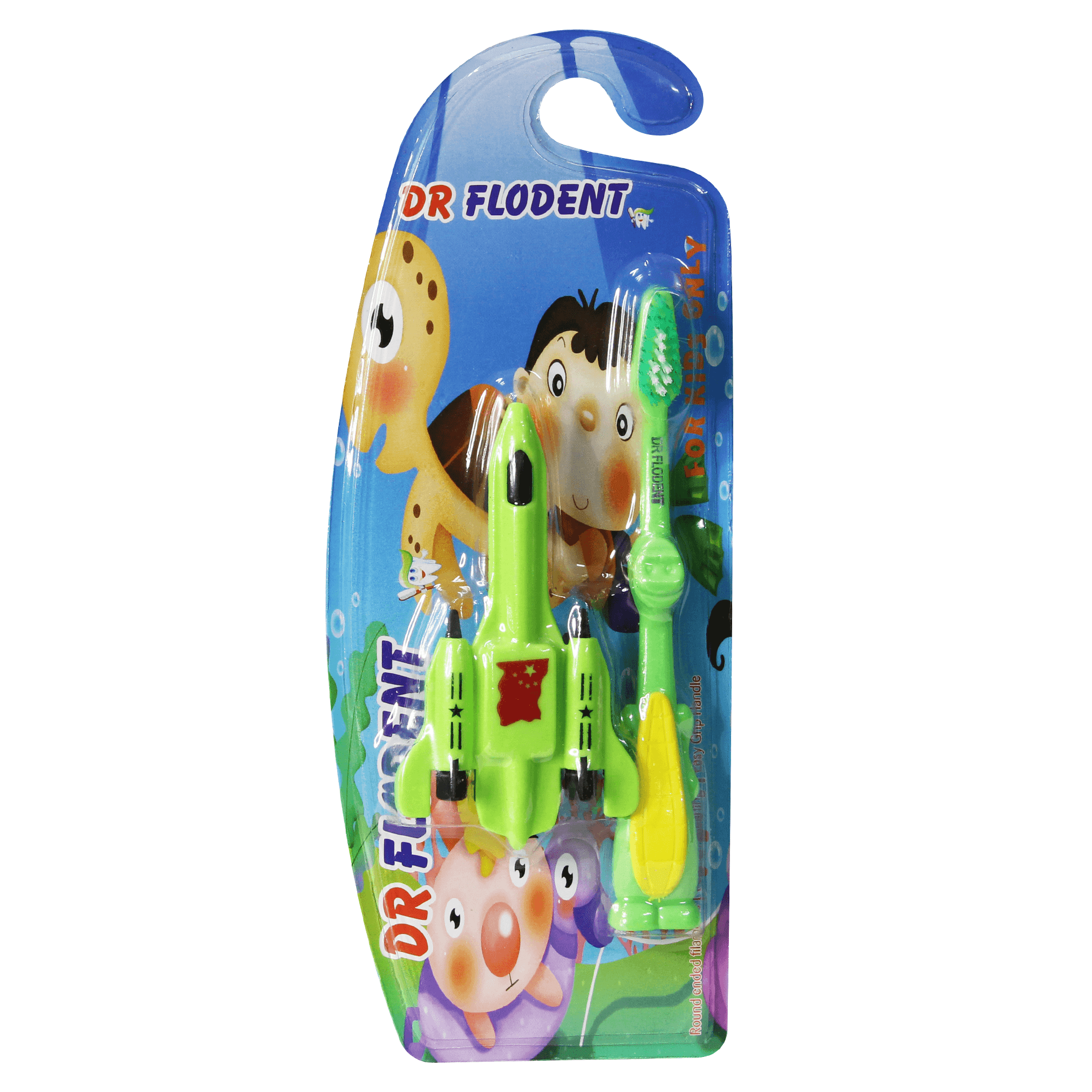 Dr Flodent Kids Toothbrush Extra Soft With Rocket Toy - BumbleToys - 2-4 Years, 5-7 Years, Baby Saftey & Health, Boys, Girls, Toothbrush
