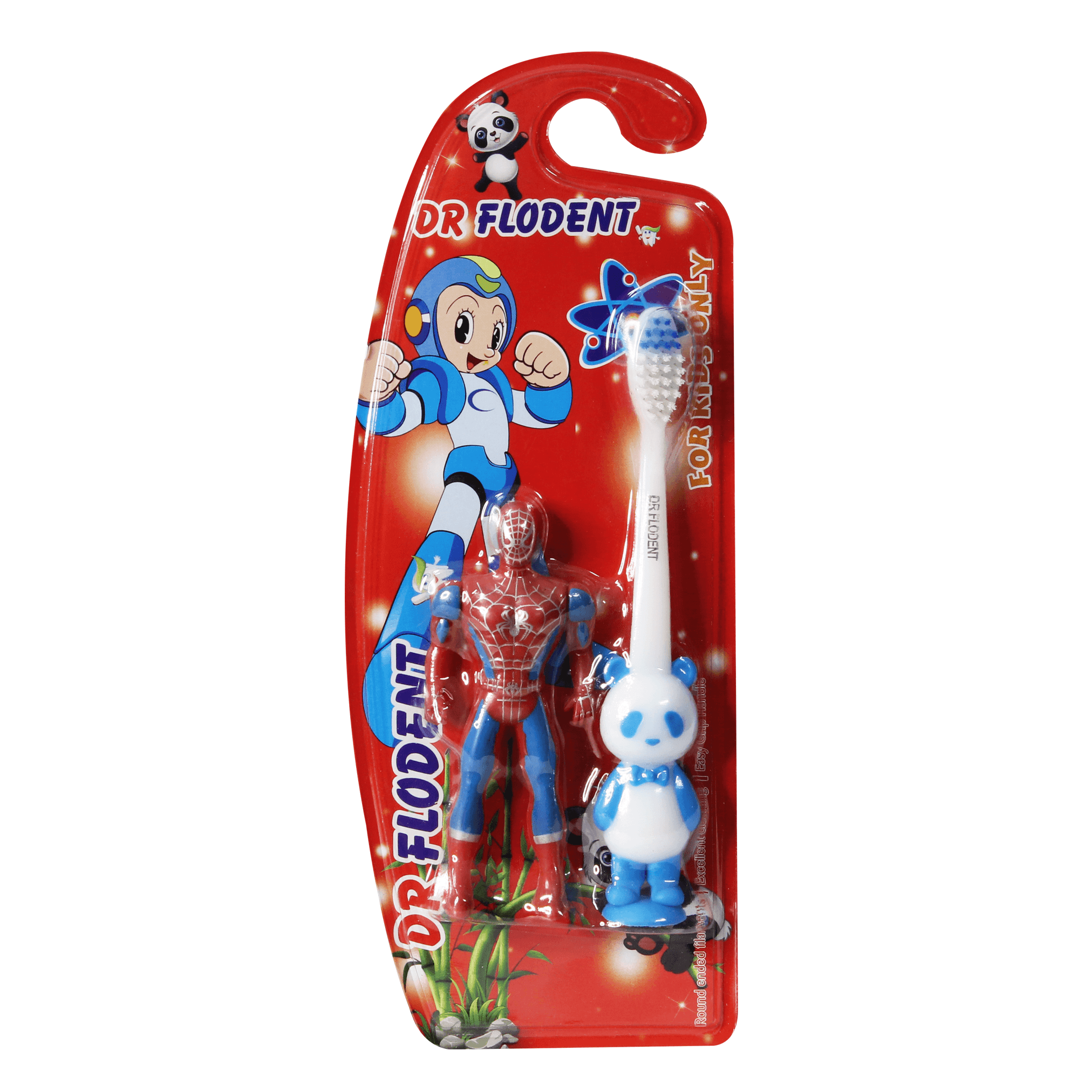 Dr Flodent Kids Toothbrush Extra Soft With Spiderman Toy - BumbleToys - 2-4 Years, 5-7 Years, Baby Saftey & Health, Boys, Toothbrush