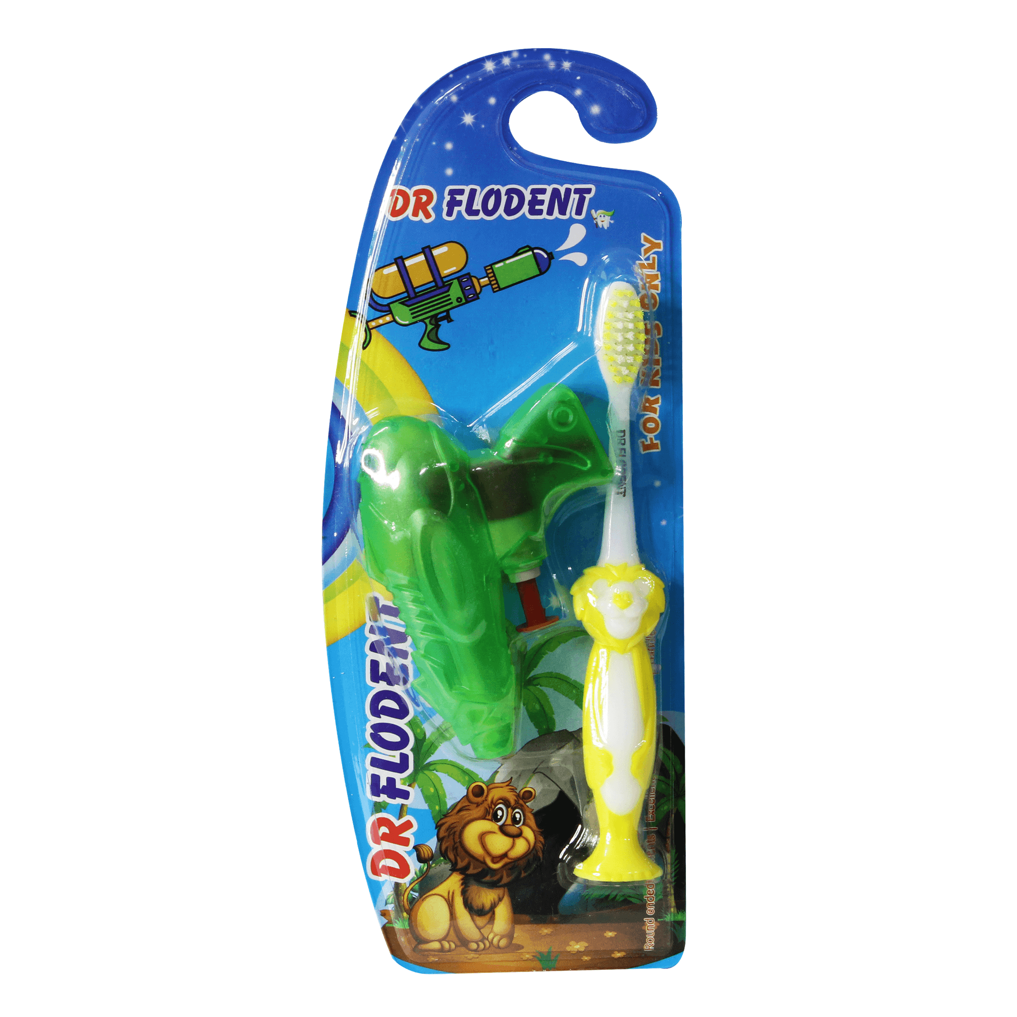 Dr Flodent Kids Toothbrush Extra Soft With Water Gun Toy - BumbleToys - 2-4 Years, 5-7 Years, Baby Saftey & Health, Boys, Toothbrush