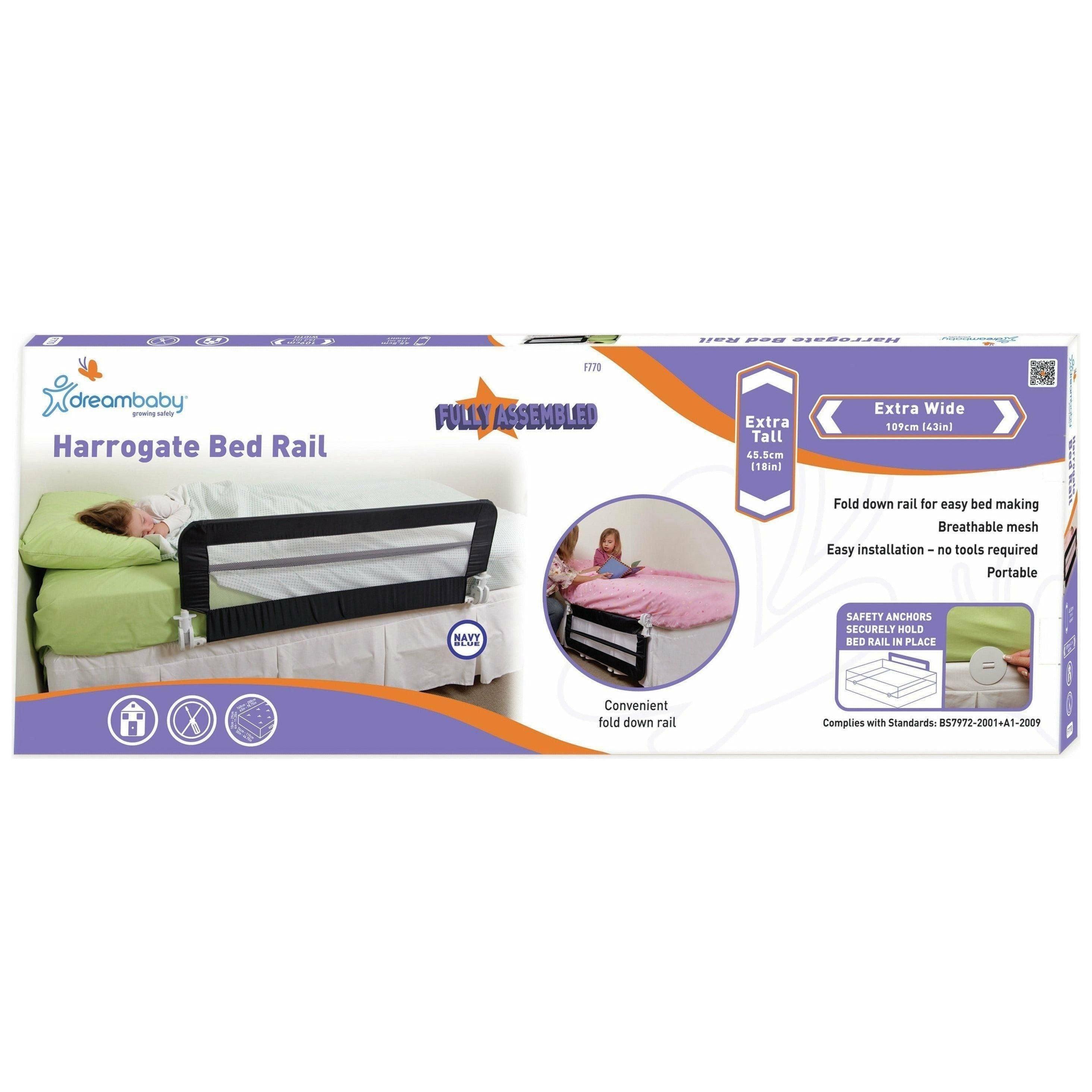 Dream Baby F770 Harrogate Bed Rail Navy 109 x 45.5 cm - BumbleToys - 0-24 Months, Baby Saftey & Health, Boys, Cecil, Girls