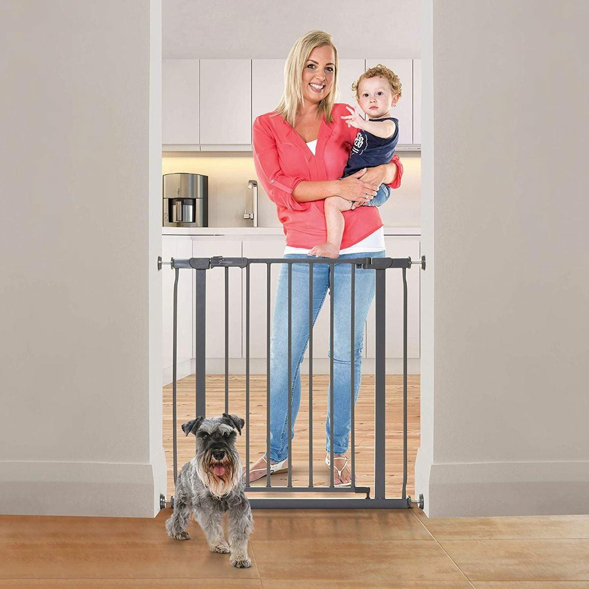 DREAMBABY AVA SAFETY GATE (CHARCOAL GREY) 76 cm tall 75-81 cm G2096 - BumbleToys - 0-24 Months, Babies, Baby Saftey & Health, Boys, Cecil, Girls, Pre-Order