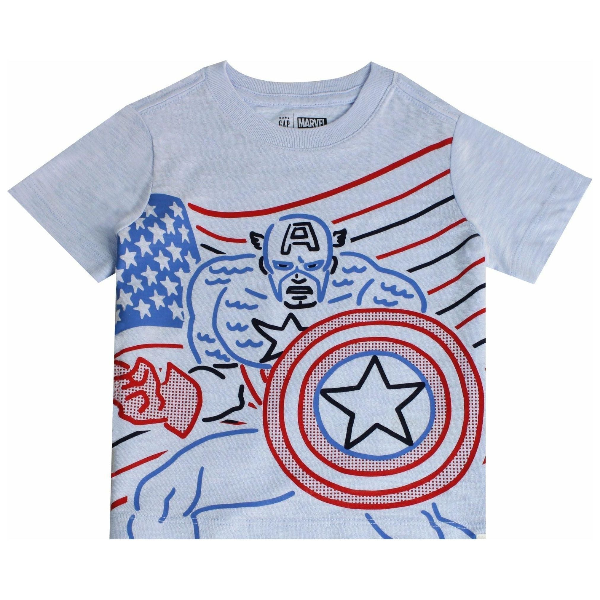GAP Marvel 100% Organic Cotton Baby Blue T-Shirt For Kids Size 2 Years - BumbleToys - 2-4 Years, Boys, Clothing, Kids Fashion, Marvel, OXE, T-shirt