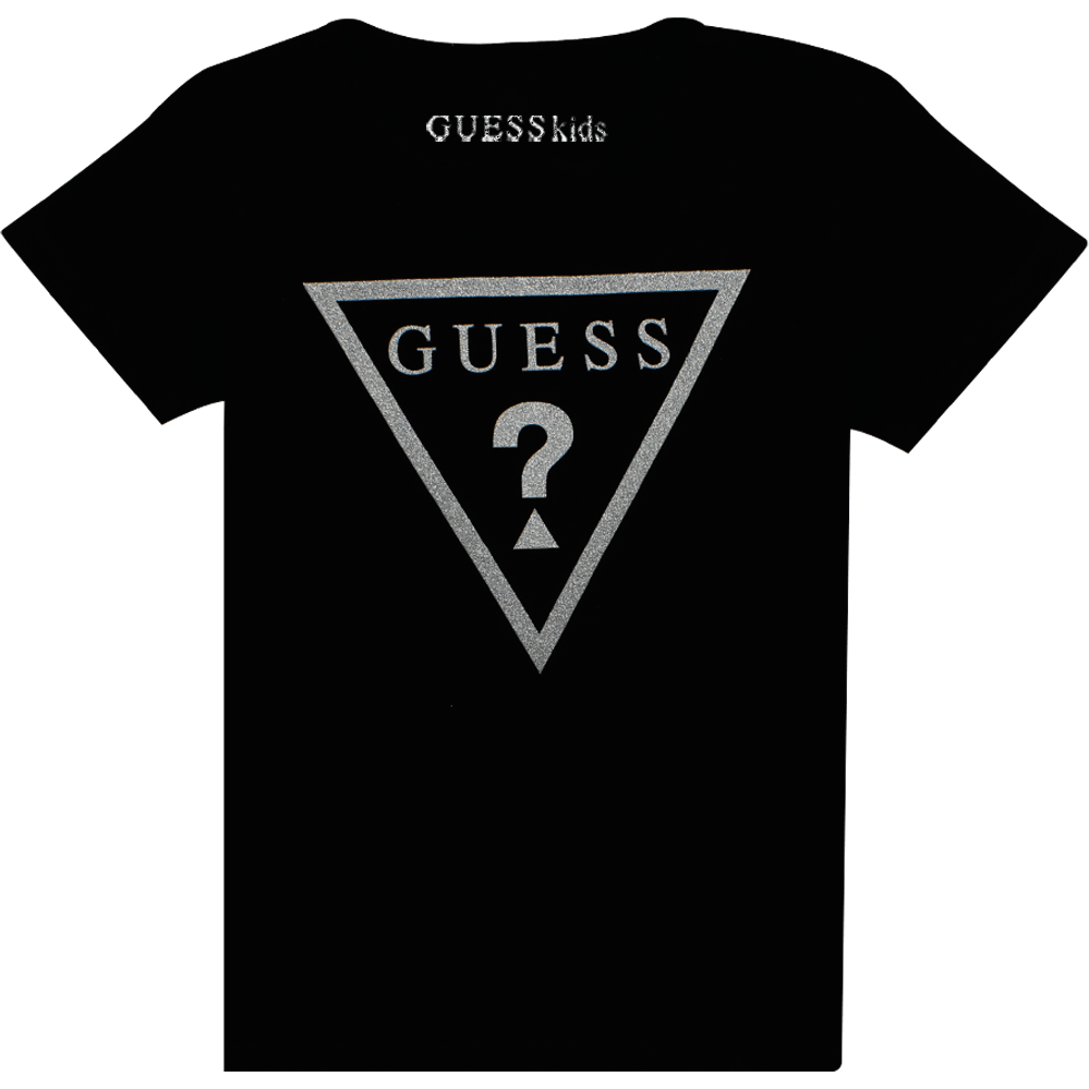 Guess Kids Black Cotton Triangle Logo T-shirt - BumbleToys - casual, Clothes, Clothing, Girls, Guess Kids, Kids Fashion