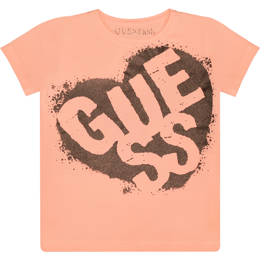 Guess Kids Cotton Glitter Front Logo T-shirt - BumbleToys - casual, Clothes, Clothing, Girls, Guess Kids, Kids Fashion