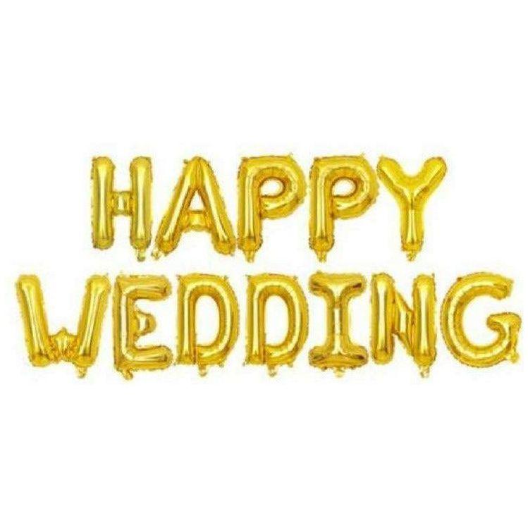 مجموعة بالون هيليوم من رقائق الهواء من Happy Wedding ، مكونة من 12 قطعة