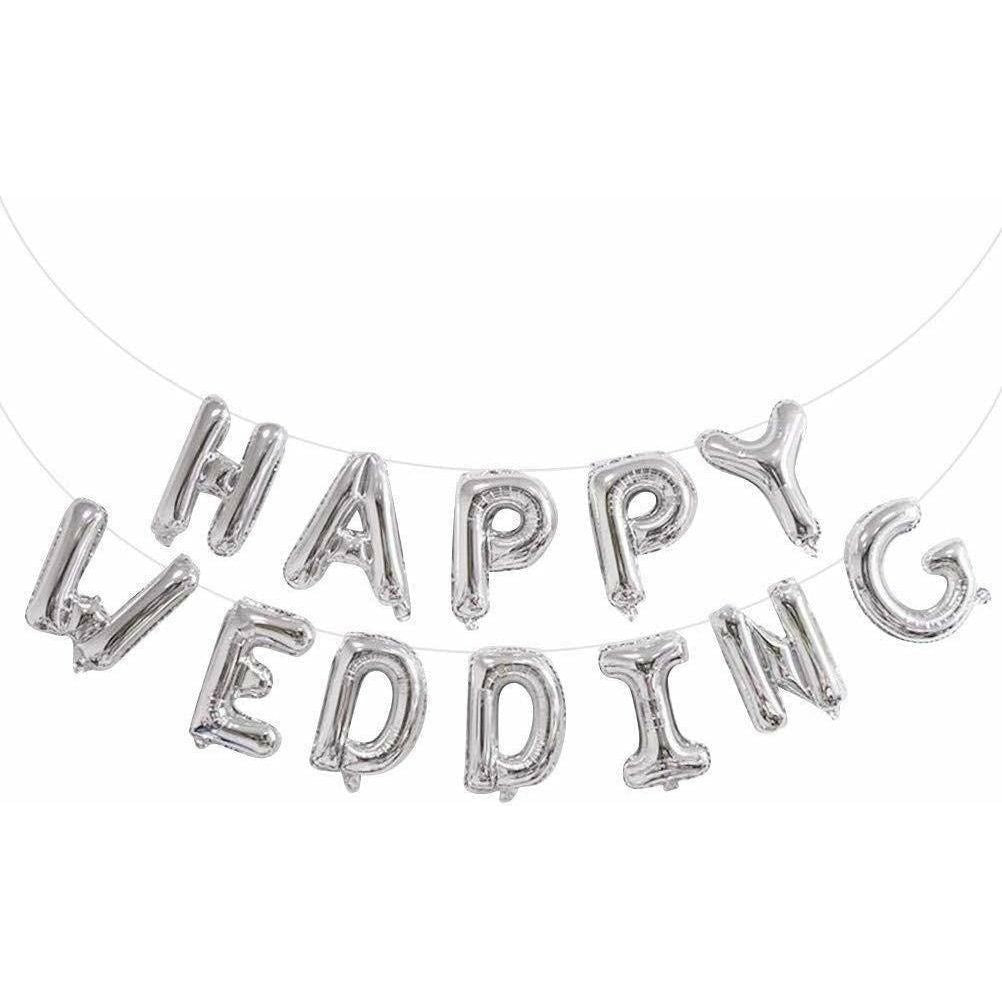 Happy Wedding Helium Air Foil Letter Balloon Set of 12 PCs - BumbleToys - Balloons, Birthday, Boys, Girls, Helium, KH, Party Supplies
