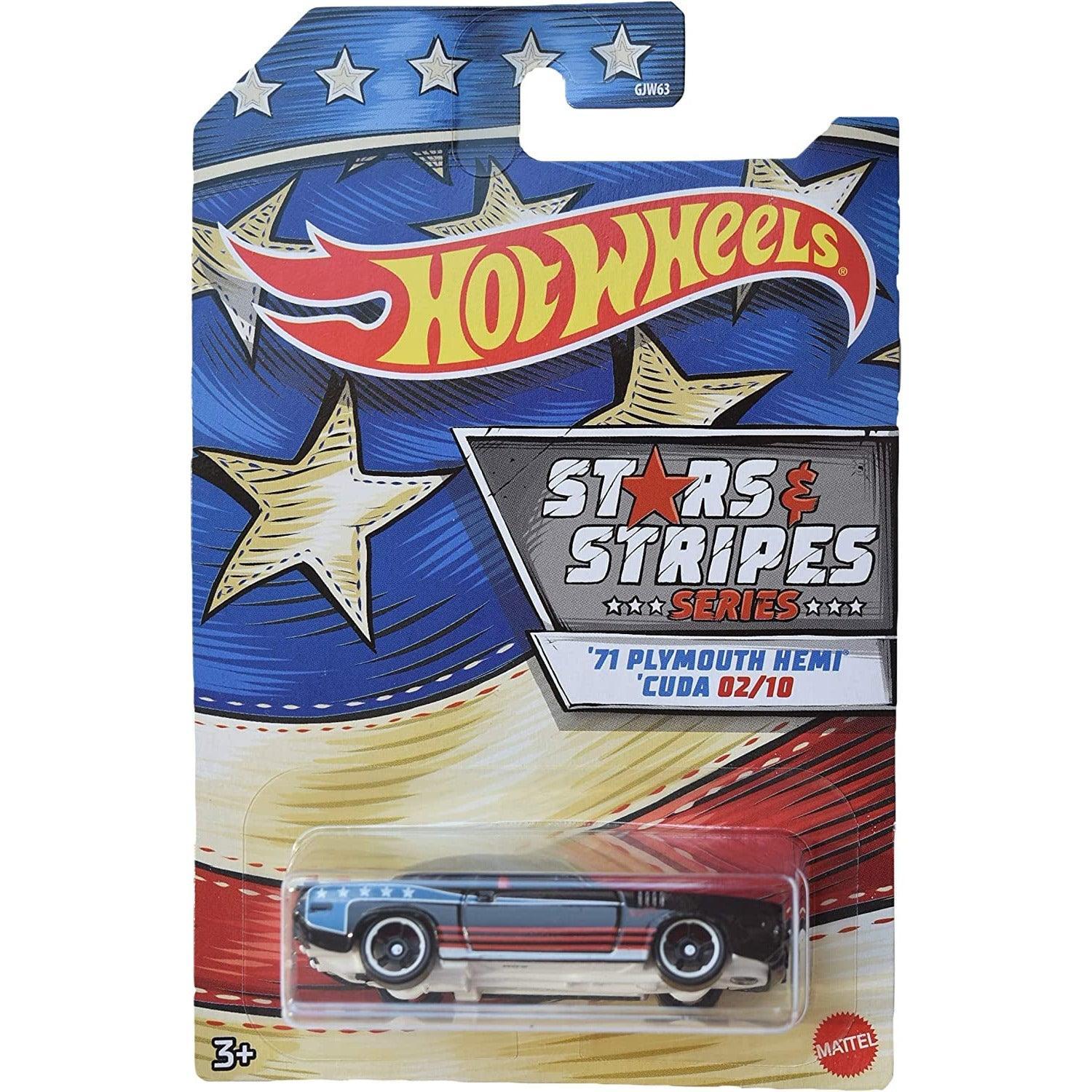 Hot Wheels Stars & Stripes Series 71 Plymouth Hemi Cuda, [Black] 2/10 - BumbleToys - 2-4 Years, 5-7 Years, Boys, Collectible Vehicles, Pre-Order