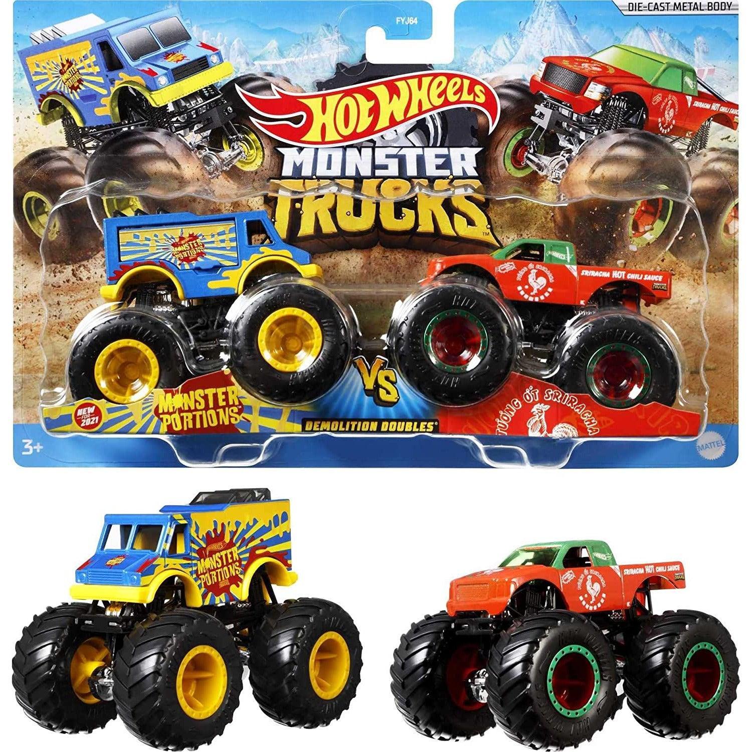 Hot Wheels Monster Trucks Demo Doubles 2 Pack (Styles May Vary) - BumbleToys - 4+ Years, 5-7 Years, 8-13 Years, Boys, Collectible Vehicles, Pre-Order