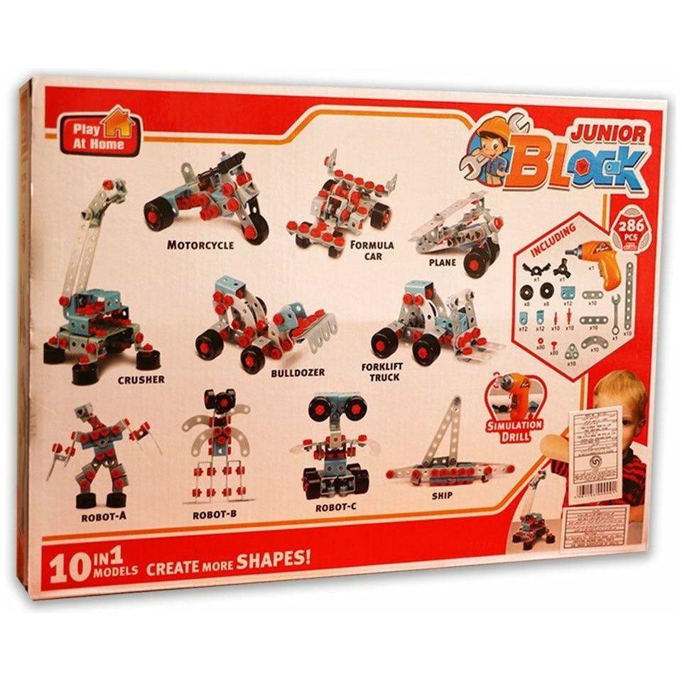 Junior Blocks 286 Pieces Toolbox For Boys - BumbleToys - 5-7 Years, Boys, Building Sets & Blocks, Toy House