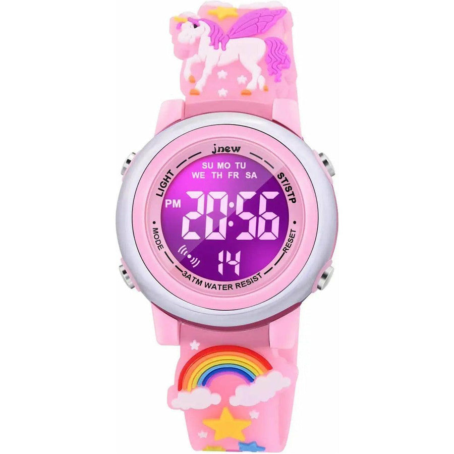 Kids Watches 3D Cartoon Waterproof Watches For Girls With Alarm - Pink