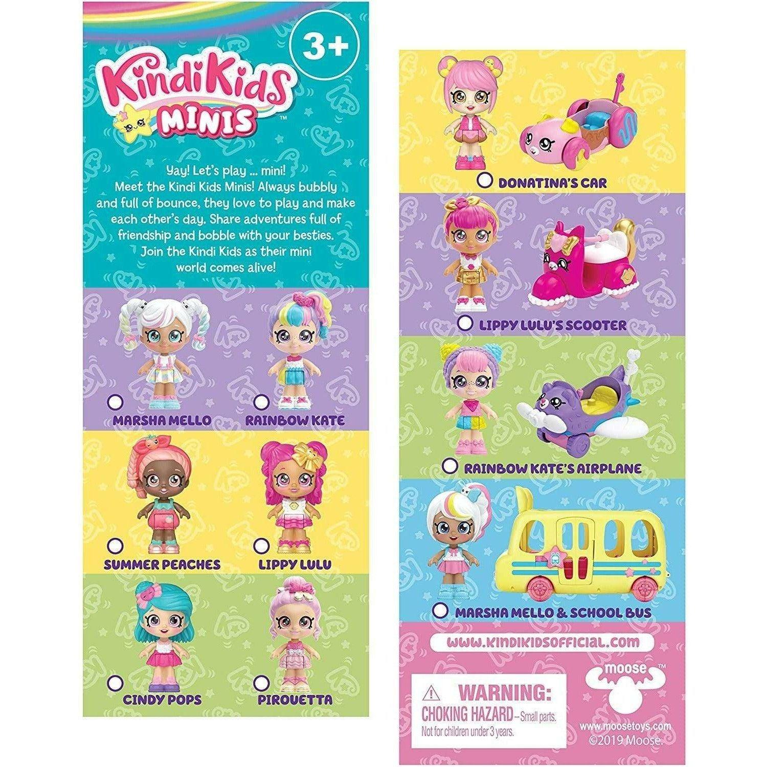 Kindi Kids Minis - Lippy Lulu's Scooter - Collectible Vehicle and Posable Bobble Head Figurine - BumbleToys - 5-7 Years, Fashion Dolls & Accessories, Girls, Kindi Kids, Scooter