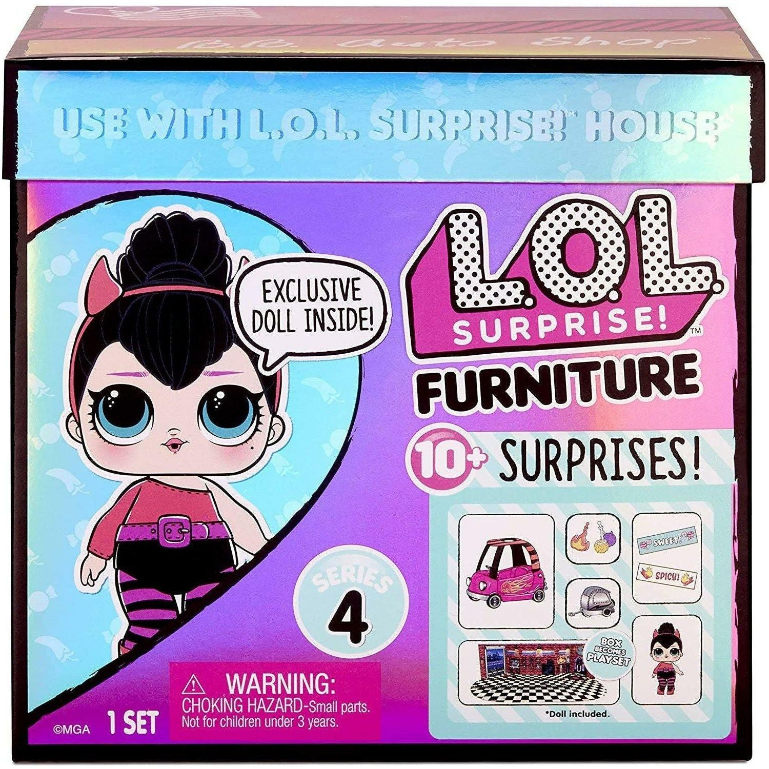 L.O.L Surprise B.B. Auto Shop with Spice Doll and 10+ Surprises - BumbleToys - 5-7 Years, Dolls, Fashion Dolls & Accessories, Girls, L.O.L, OXE