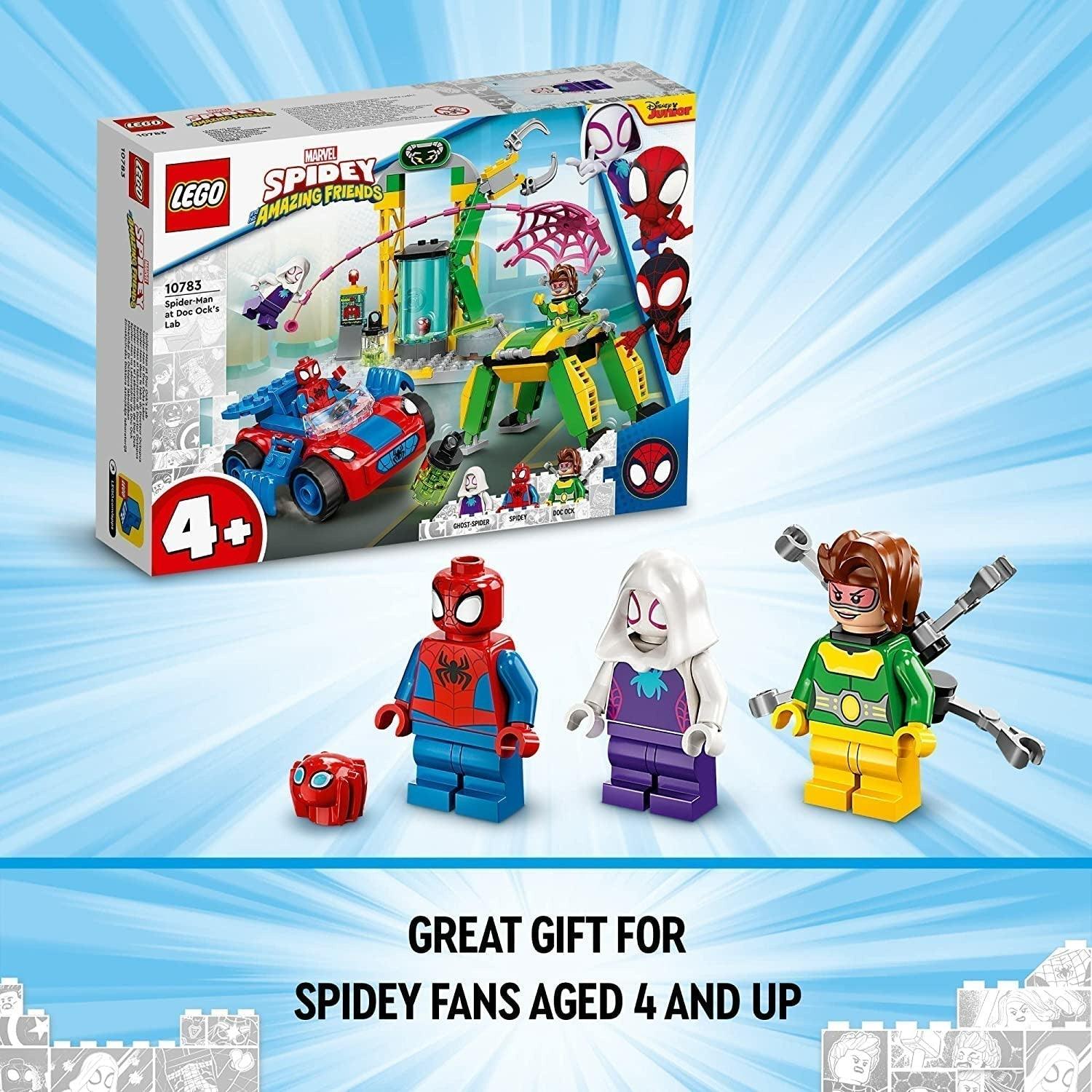 LEGO 10783 Marvel Spidey and His Amazing Friends Spider-Man at Doc Ock’s Lab Building Kit (131 Pieces) - BumbleToys - 4+ Years, 5-7 Years, Avengers, Boys, Figures, LEGO, Marvel, OXE, Pre-Order, Spider man