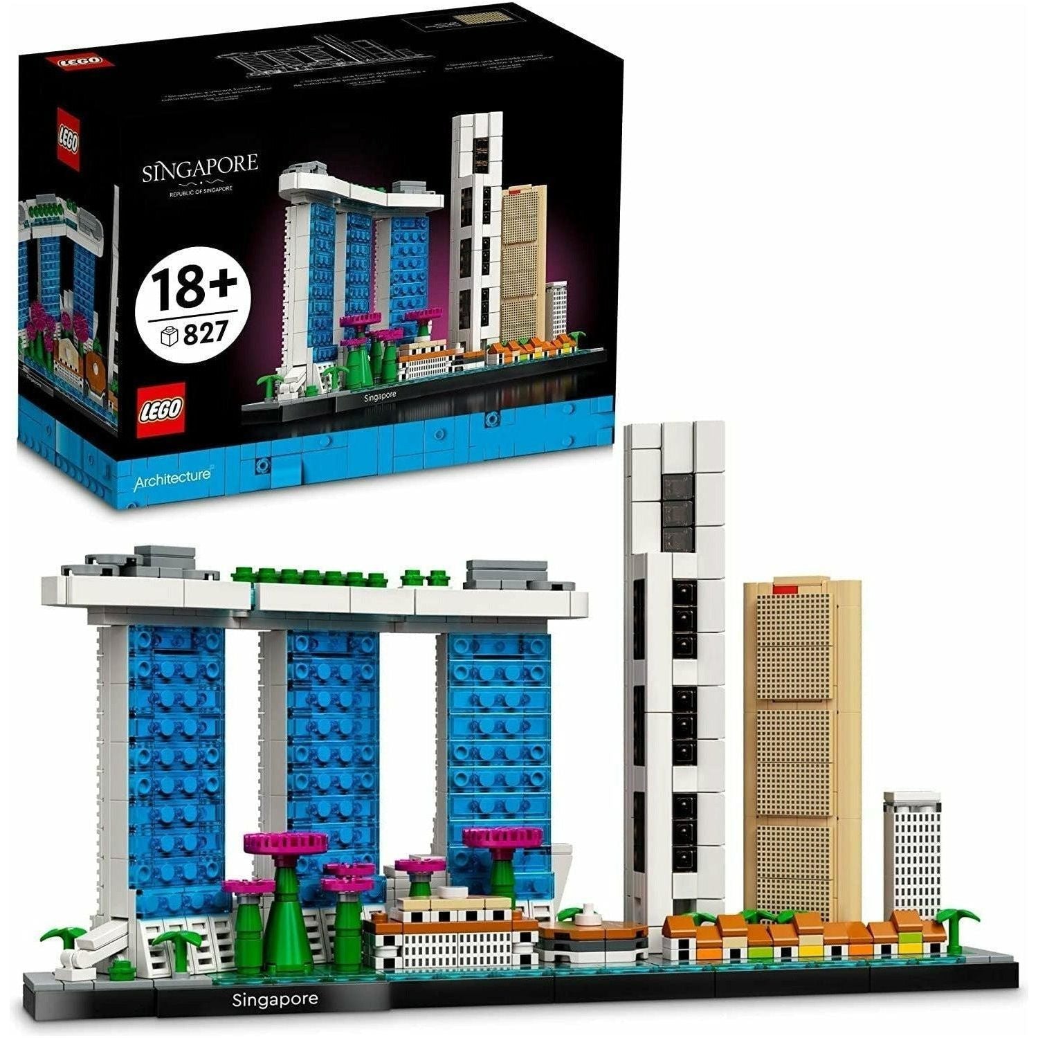 LEGO 21057 Architecture Skyline Collection Singapore Building Kit Collectible Display 827 Pieces - BumbleToys - 18+, Architecture, Boys, Girls, LEGO, OXE, Pre-Order