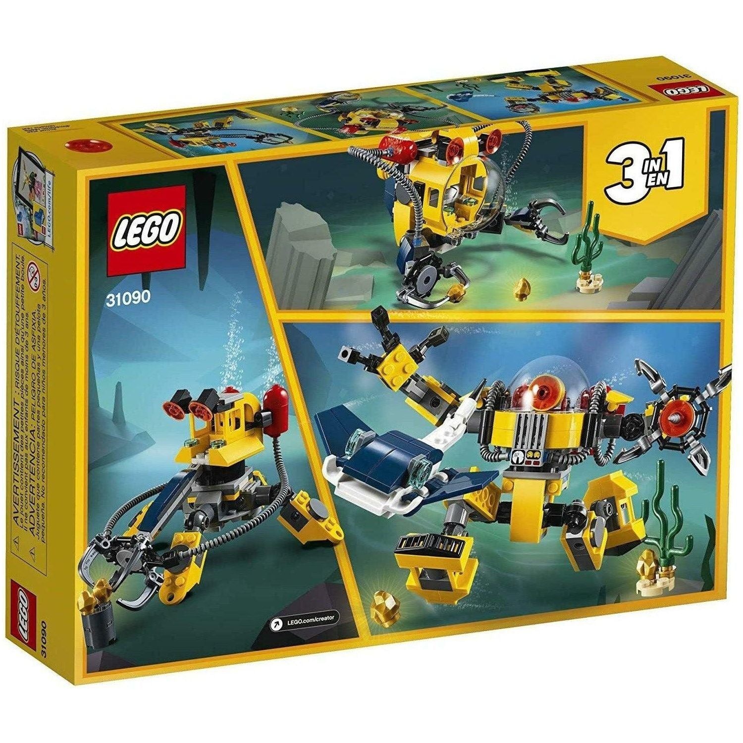 LEGO 31090 Creator 3in1 Underwater Robot Building Kit (207 Pieces) - BumbleToys - 5-7 Years, Boys, Creator 3in1, LEGO, OXE
