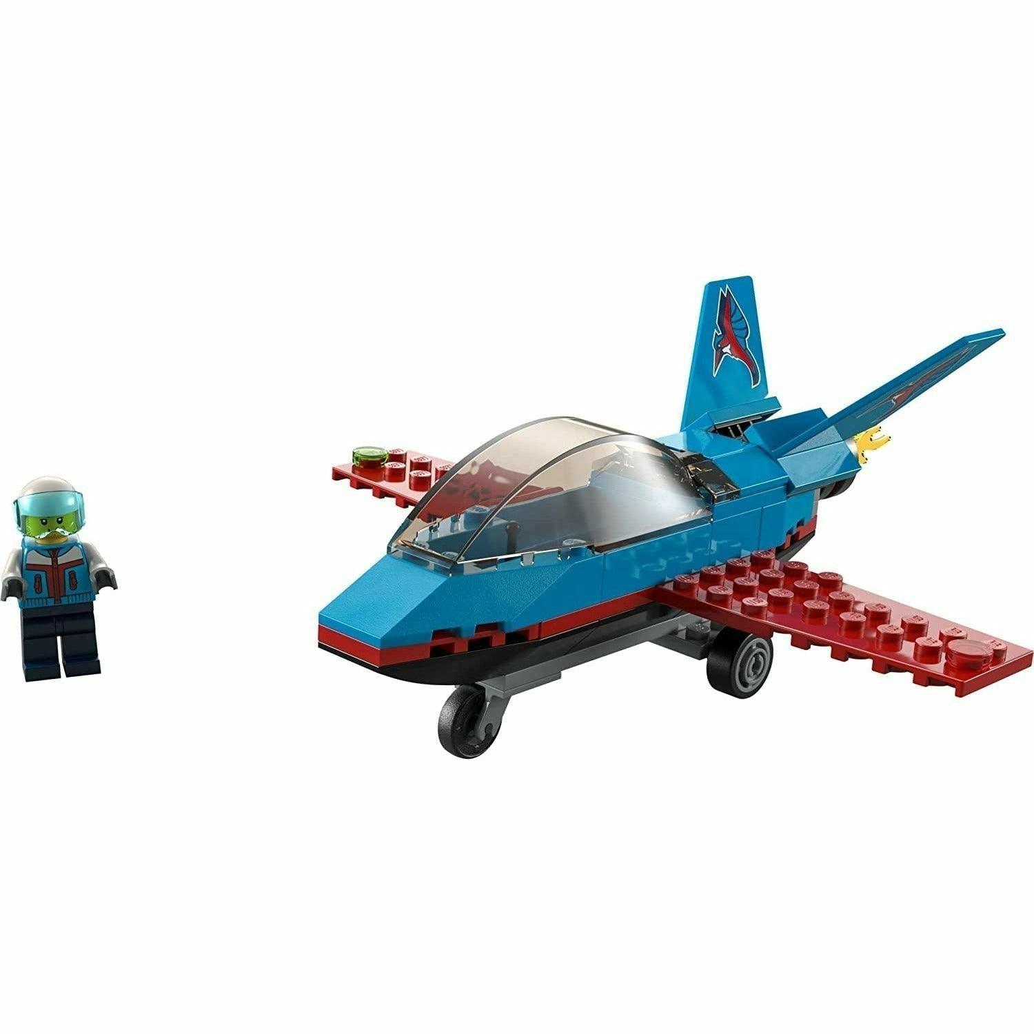LEGO City Stunt Plane 60323 Building Kit; Toy Jet with Decorated Tail Fins and an Opening Cockpit, Plus a Pilot Minifigure with a Helmet (59 Pieces) - BumbleToys - 5-7 Years, Boys, City, EXO, LEGO