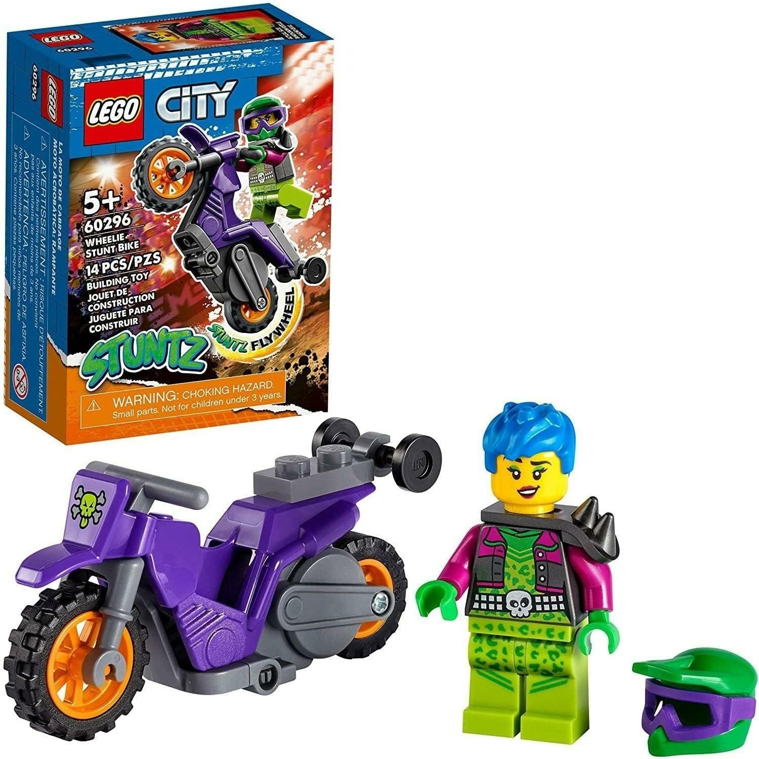 LEGO City Wheelie Stunt Bike 60296 Building Kit (14 Pieces) - BumbleToys - 4+ Years, 5-7 Years, 6+ Years, Bike, Boys, City, EXO, LEGO, Motorcycle, Pre-Order