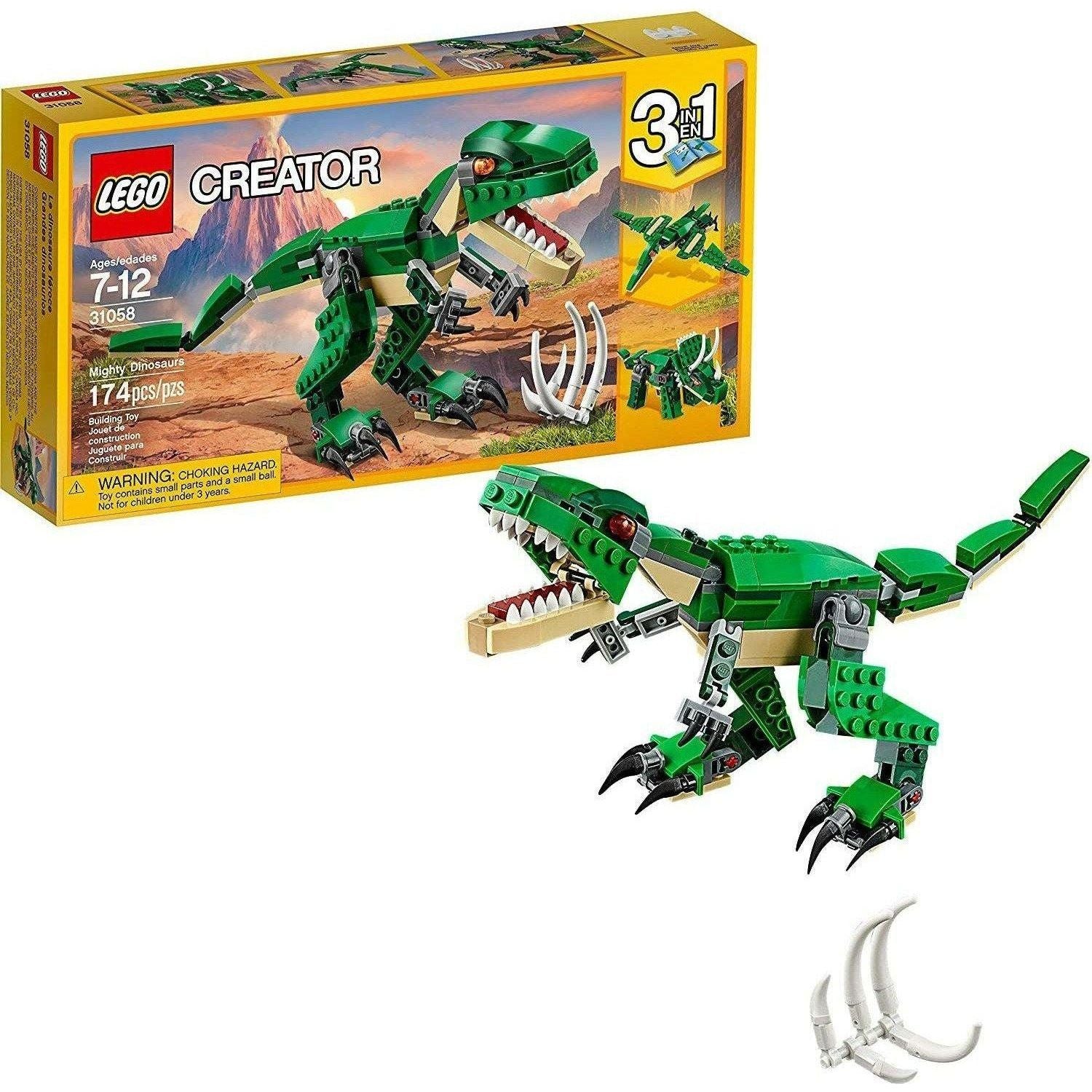 LEGO Creator 3 in 1 31058 Mighty Dinosaurs Build It Yourself Dinosaur Set (174 Pieces) - BumbleToys - 5-7 Years, Boys, Creator, Creator 3In1, Dinosaur, LEGO, OXE, Pre-Order