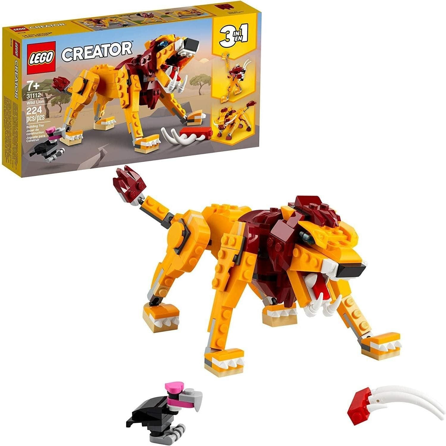 LEGO Creator 3in1 Wild Lion 31112 3in1 Toy Building Kit Featuring Animal Toys (224 Pieces) - BumbleToys - 8-13 Years, Boys, Creator 3In1, LEGO, OXE, Pre-Order