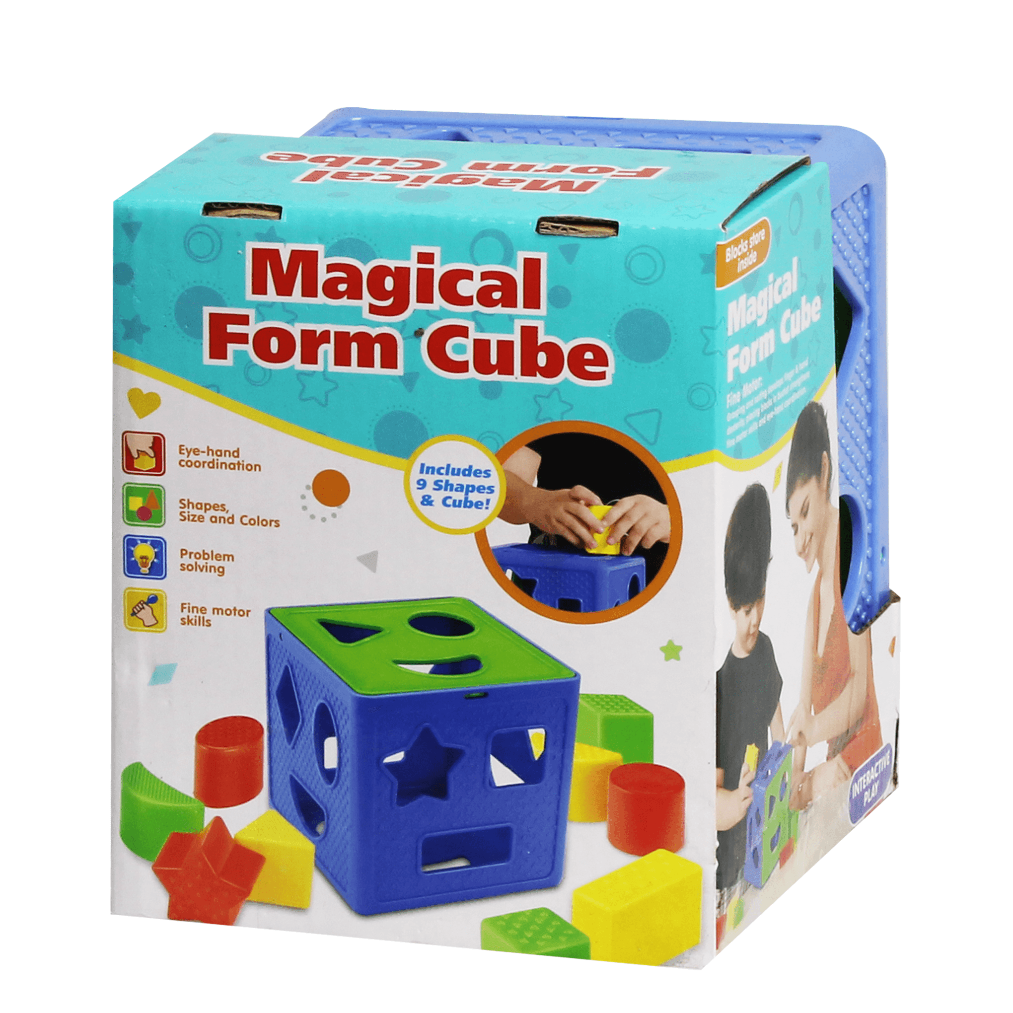 Magical Form Cube Board Matching Cubes Building Blocks Toy 9 Shapes and Cube - BumbleToys - 0-24 Months, 2-4 Years, Babies, Baby Saftey & Health, Boys, Educational book, Girls