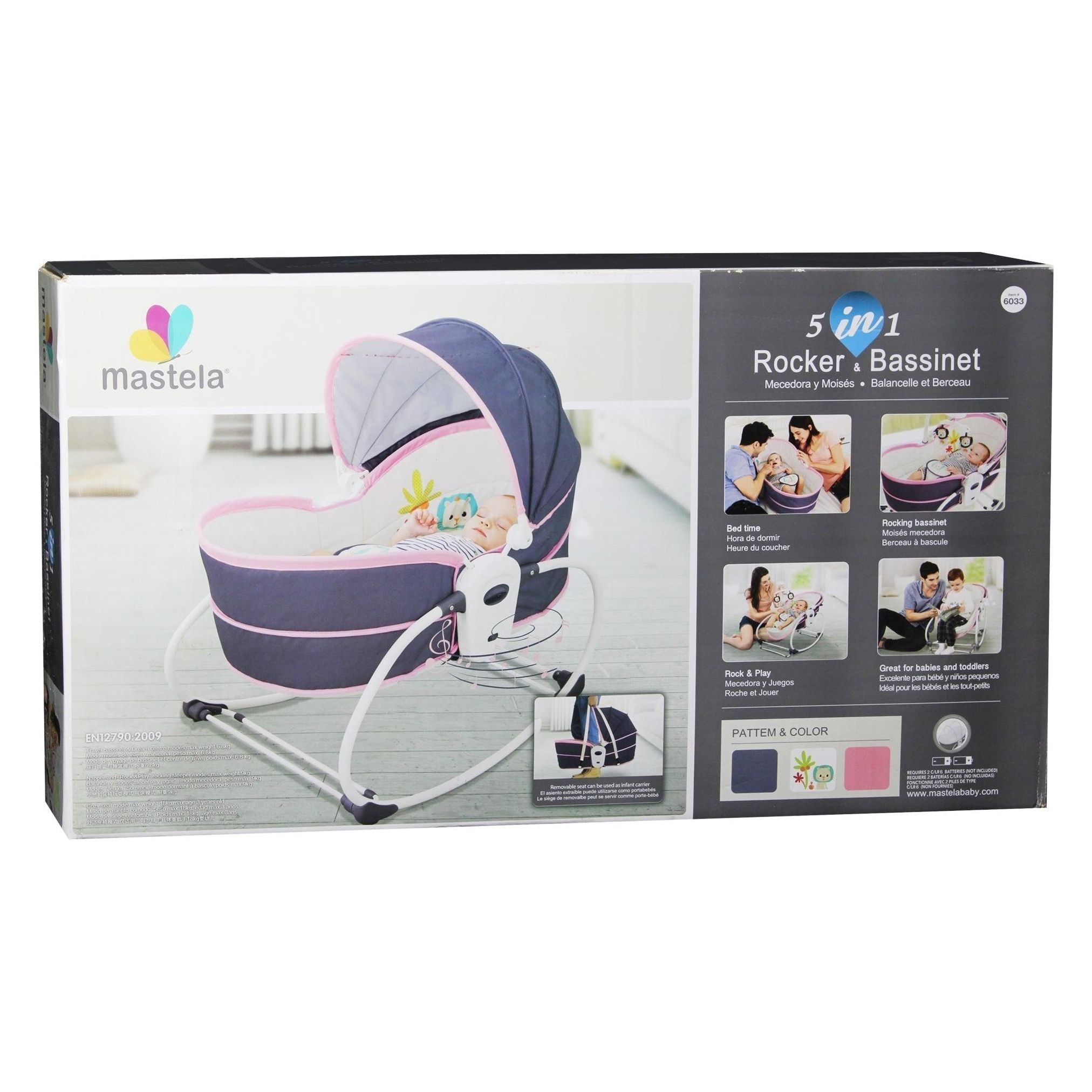 Mastela 5 In 1 Bassinet & Rocker Navy & Pink Colors - BumbleToys - 0-24 Months, Bouncers & Rockers, Boys, Girls, Toy House