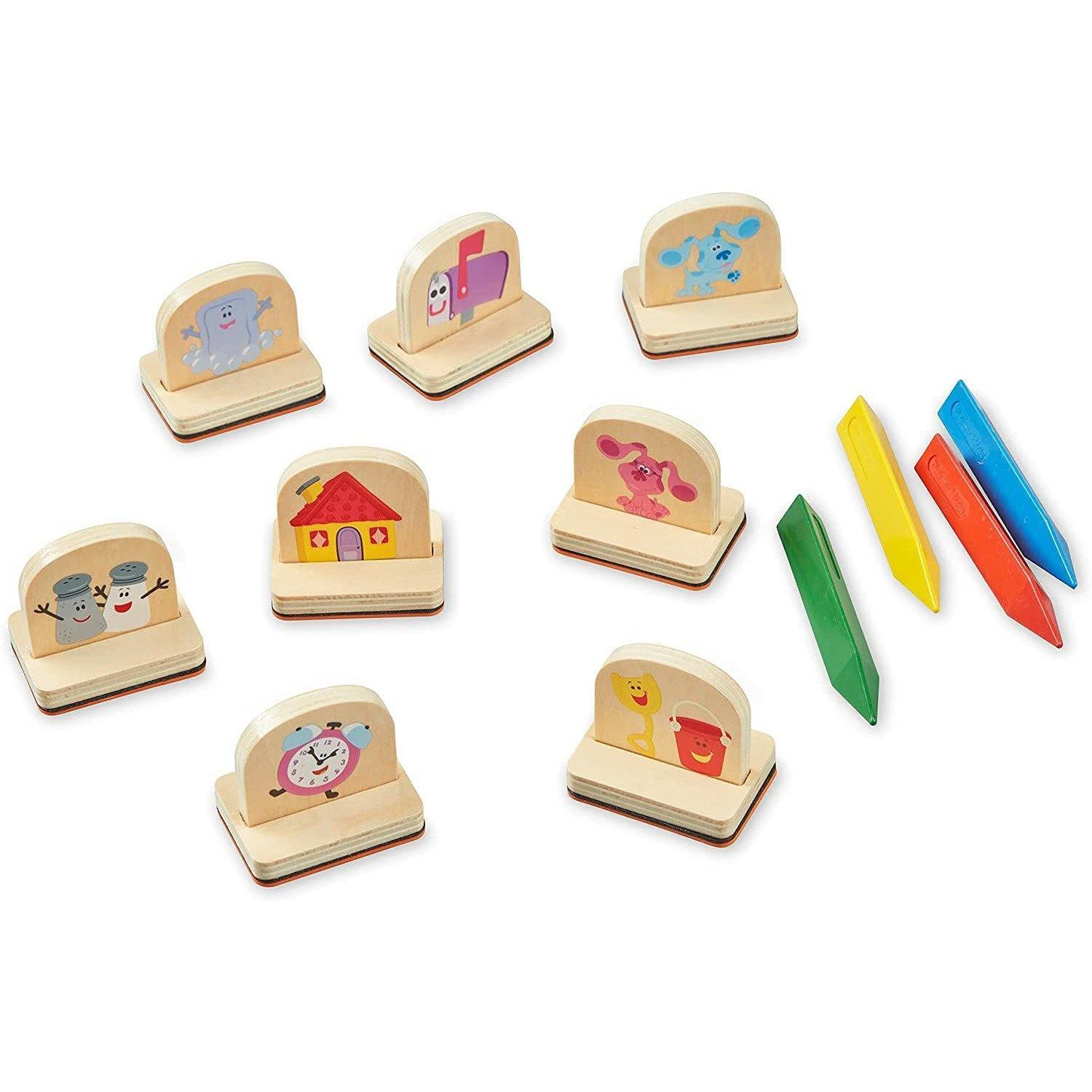 Melissa & Doug Blue's Clues & You! Wooden Handle Stamps and Activity Pad (15 Pieces) - BumbleToys - 4, 4+ Years, Blackboards & Easels, Boys, Girls, OXE, Stationery & Stickers