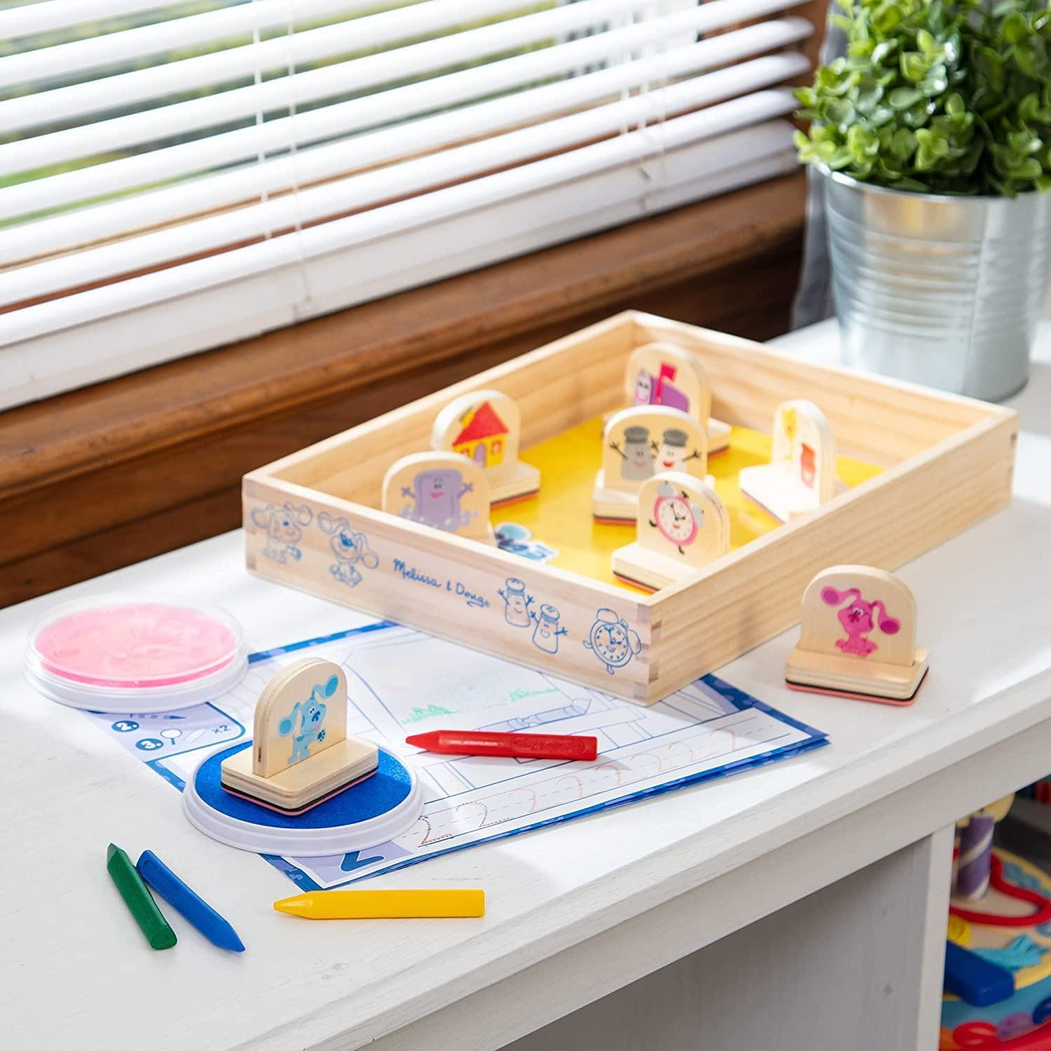 Melissa & Doug Blue's Clues & You! Wooden Handle Stamps and Activity Pad (15 Pieces) - BumbleToys - 4, 4+ Years, Blackboards & Easels, Boys, Girls, OXE, Stationery & Stickers
