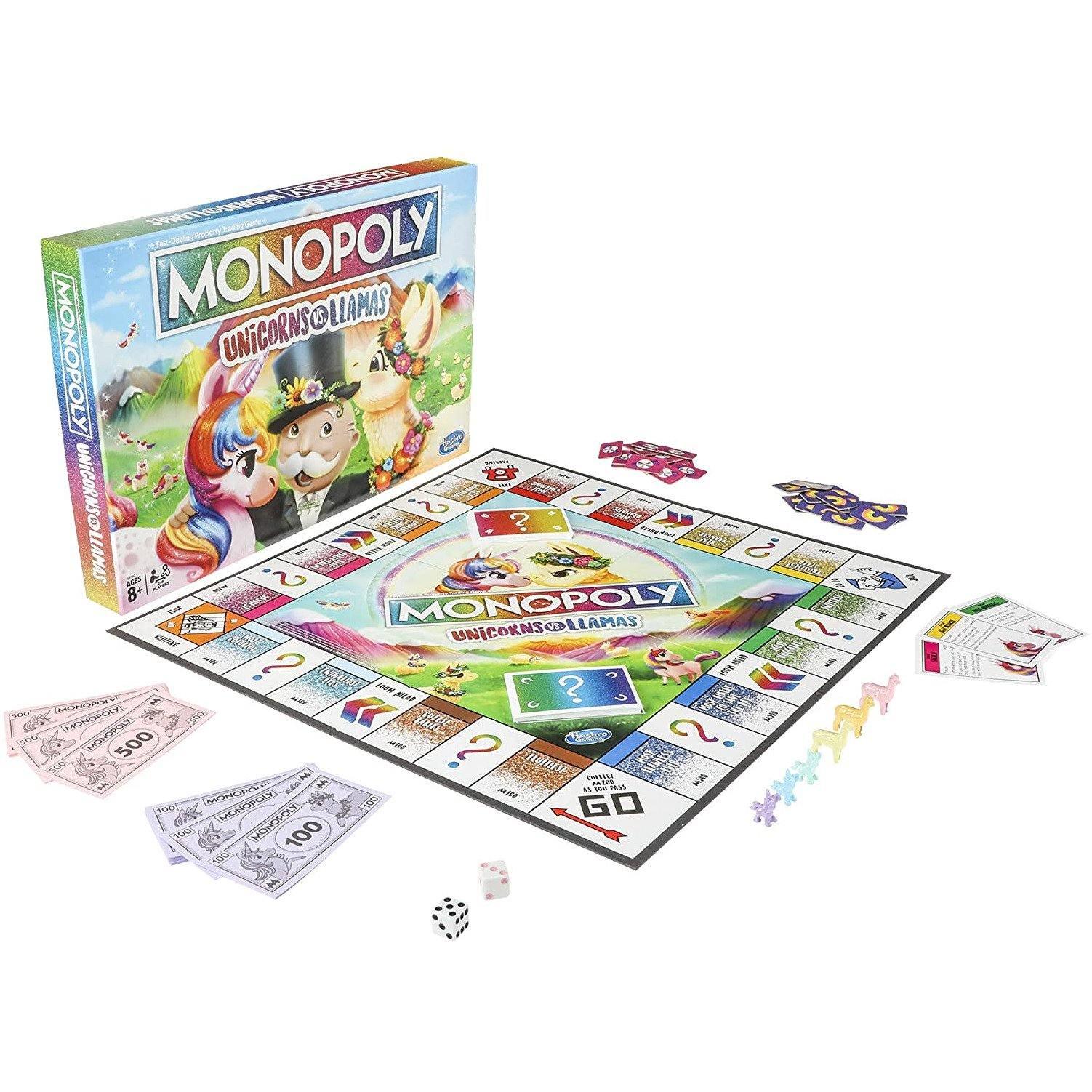 Monopoly Unicorns vs. Llamas Monopoly Board Game Hasbro - BumbleToys - 8-13 Years, Card & Board Games, Monopoly, Puzzle & Board & Card Games, unicorn, Unisex