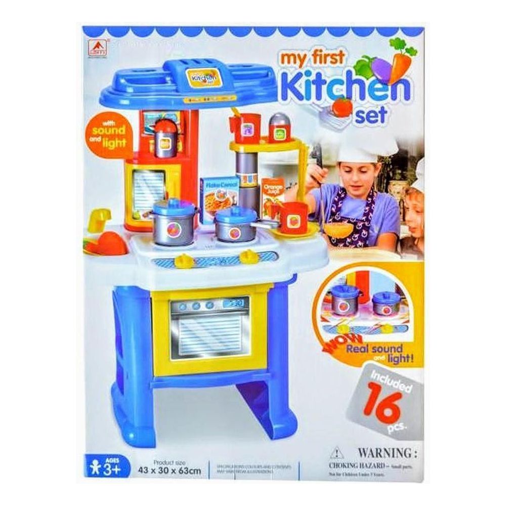 My First Kitchen Set With Light And Sound 16 PCs - BumbleToys - 5-7 Years, Kitchen & Play Sets, Toy House, Unisex