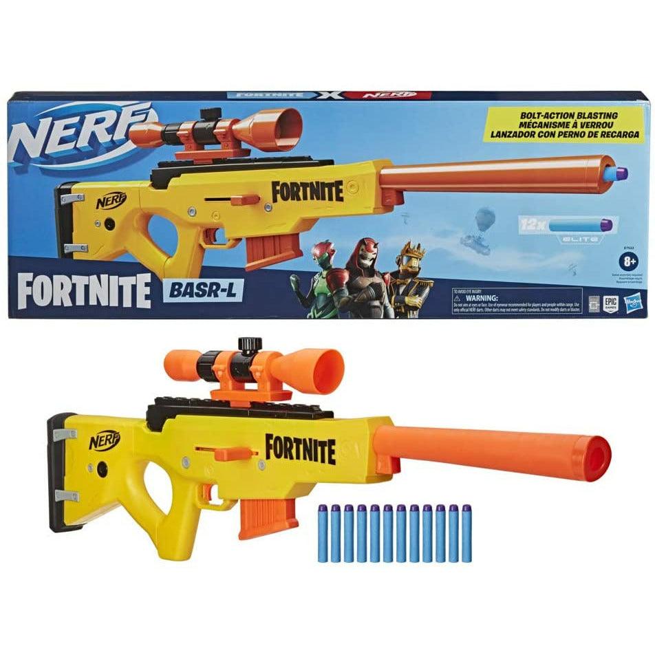 Nerf Fortnite BASR-L Bolt Action, Clip Fed Blaster -- Includes Removable Scope, 6-Dart Clip and 12 Official Nerf Elite Darts - BumbleToys - 6+ Years, Blasters, Blasters & Water Pistols, Boys, Fortnite, Guns