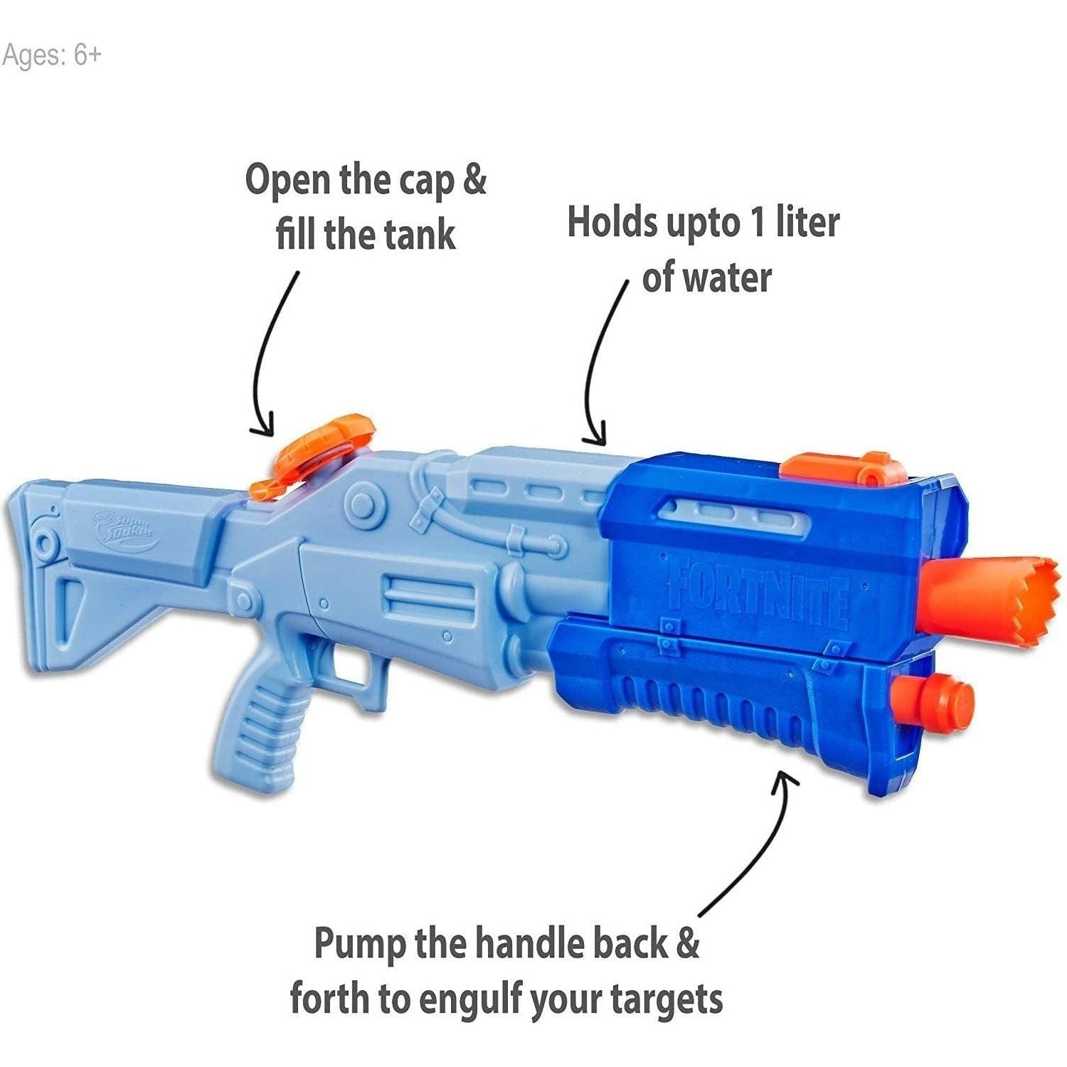 NERF Fortnite TS-R Super Soaker Water Blaster Toy , Blue - BumbleToys - 6+ Years, Blasters, Blasters & Water Pistols, Boys, Fortnite, Guns, Pre-Order