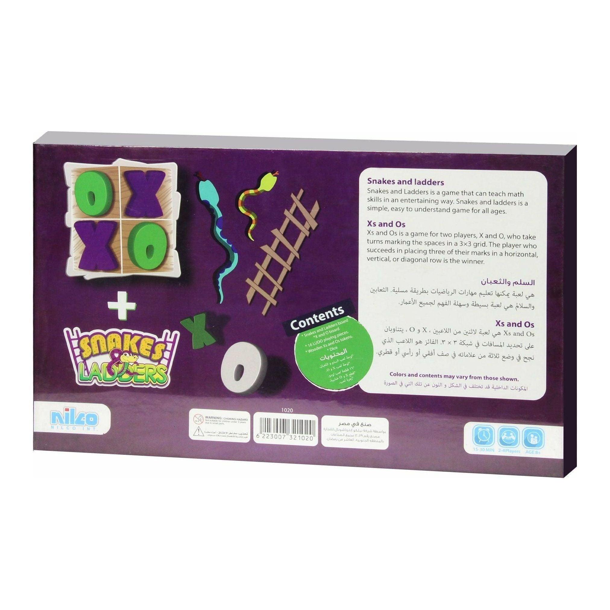 Nilco 1020 Snakes Ladders & XO Board Game - BumbleToys - 8-13 Years, Card & Board Games, Nilco, Puzzle & Board & Card Games, Unisex