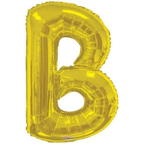 Party Time B Letter Foil Gold Balloon - BumbleToys - Balloons, Birthday, Helium, KH, Party Supplies, Unisex