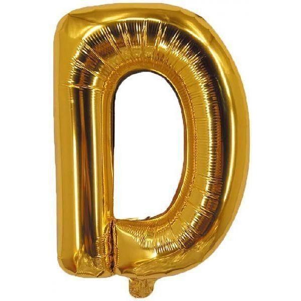 Party Time D Letter Foil Balloon, Gold ,18 inch - BumbleToys - Balloons, Birthday, Helium, KH, Party Supplies, Unisex