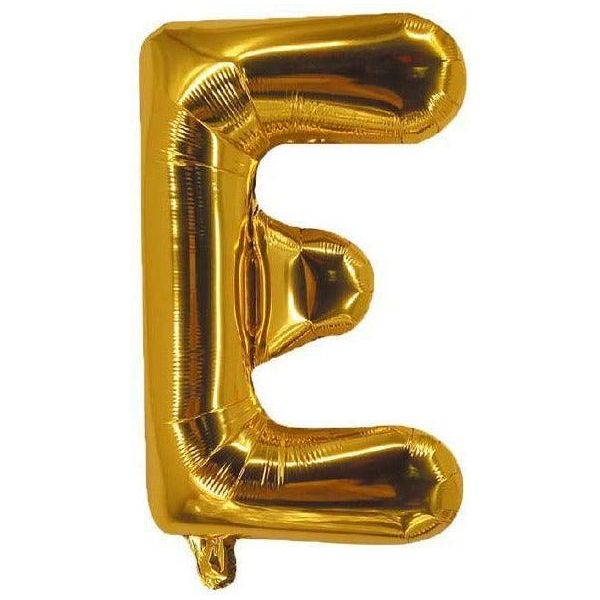 Party Time E Letter Foil Balloon, Gold ,18 inch - BumbleToys - Balloons, Birthday, Helium, KH, Party Supplies, Unisex