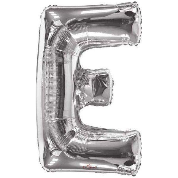 Party Time E Letter Foil Silver Balloon - BumbleToys - Balloons, Birthday, Helium, KH, Party Supplies, Unisex