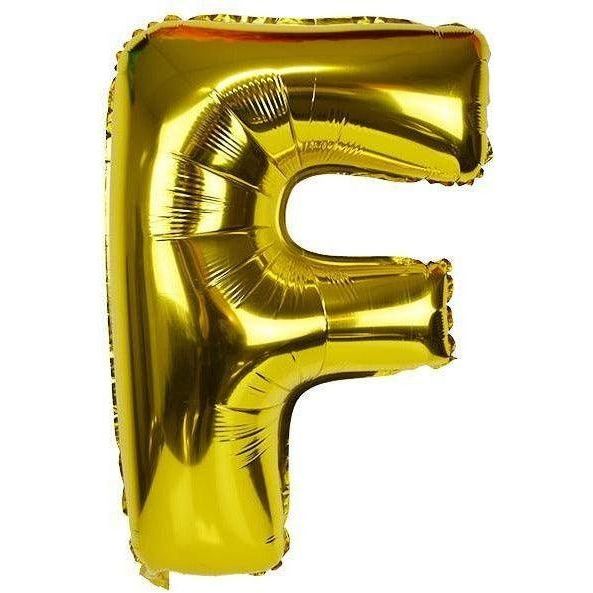 Party Time F Letter Foil Gold Balloon - BumbleToys - Balloons, Birthday, Helium, KH, Party Supplies, Unisex