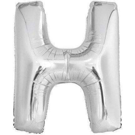 Party Time H Letter Foil Silver Balloon - BumbleToys - Balloons, Birthday, Helium, KH, Party Supplies, Unisex