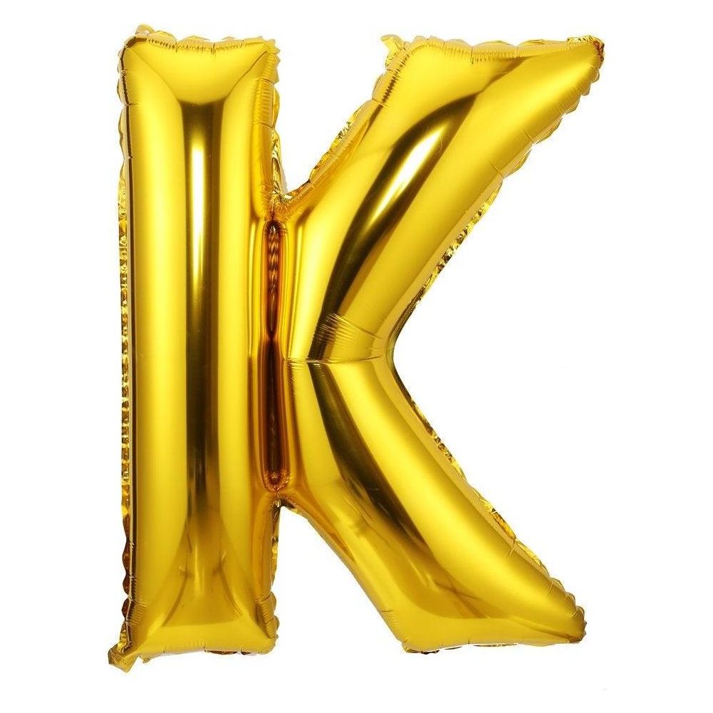 Party Time K Letter Foil Gold Balloon - BumbleToys - Balloons, Birthday, Helium, KH, Party Supplies, Unisex