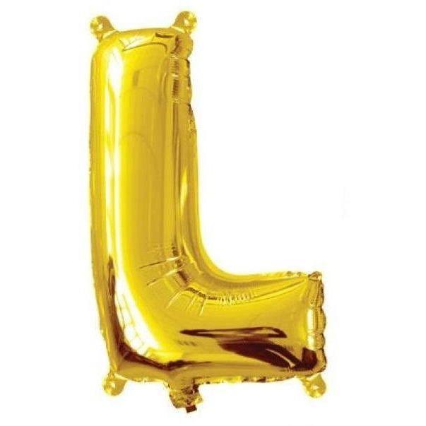 Party Time L Letter Foil Gold Balloon - BumbleToys - Balloons, Birthday, Helium, KH, Party Supplies, Unisex
