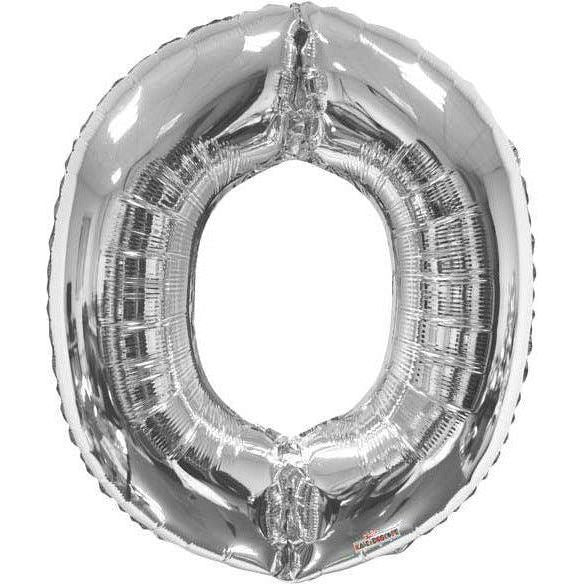 Party Time O Letter Foil Silver Balloon - BumbleToys - Balloons, Birthday, Helium, KH, Party Supplies, Unisex
