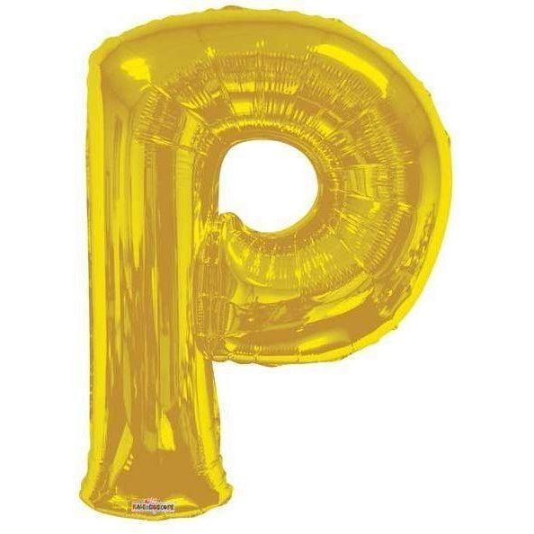 Party Time P Letter Foil Gold Balloon - BumbleToys - Balloons, Birthday, Helium, KH, Party Supplies, Unisex