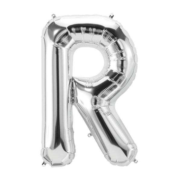 Party Time R Letter Foil Silver Balloon - BumbleToys - Balloons, Birthday, Helium, KH, Party Supplies, Unisex