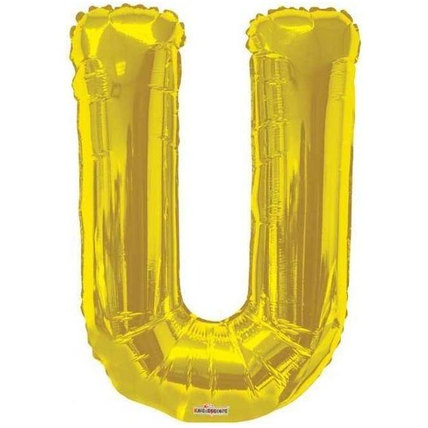 Party Time U Letter Foil Gold Balloon - BumbleToys - Balloons, Birthday, Helium, KH, Party Supplies, Unisex