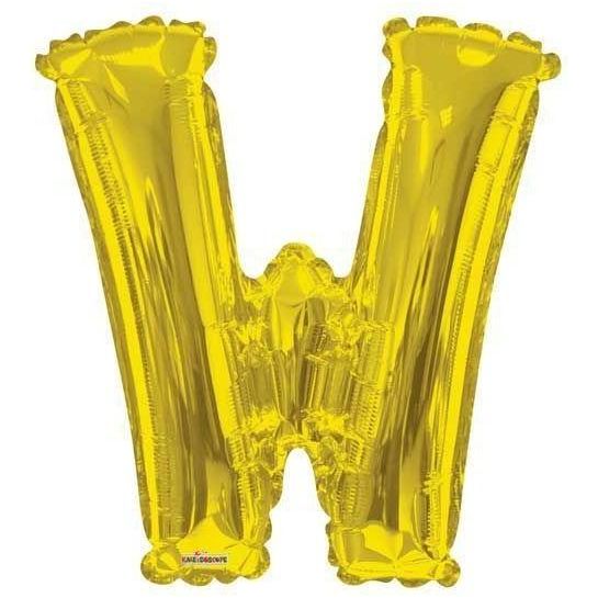 Party Time W Letter Foil Gold Balloon - BumbleToys - Balloons, Birthday, Helium, KH, Party Supplies, Unisex
