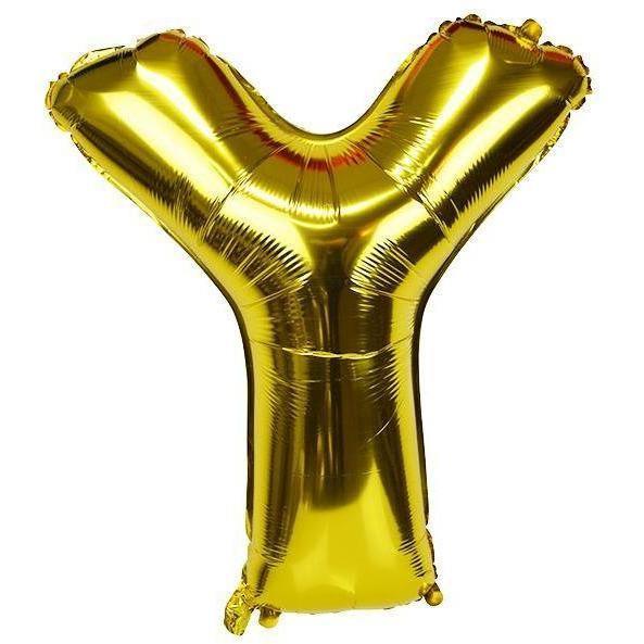 Party Time Y Letter Foil Gold Balloon - BumbleToys - Balloons, Birthday, Helium, KH, Party Supplies, Unisex