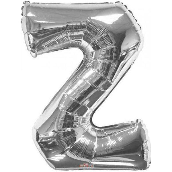 Party Time Z Letter Foil Silver Balloon - BumbleToys - Balloons, Birthday, Helium, KH, Party Supplies, Unisex