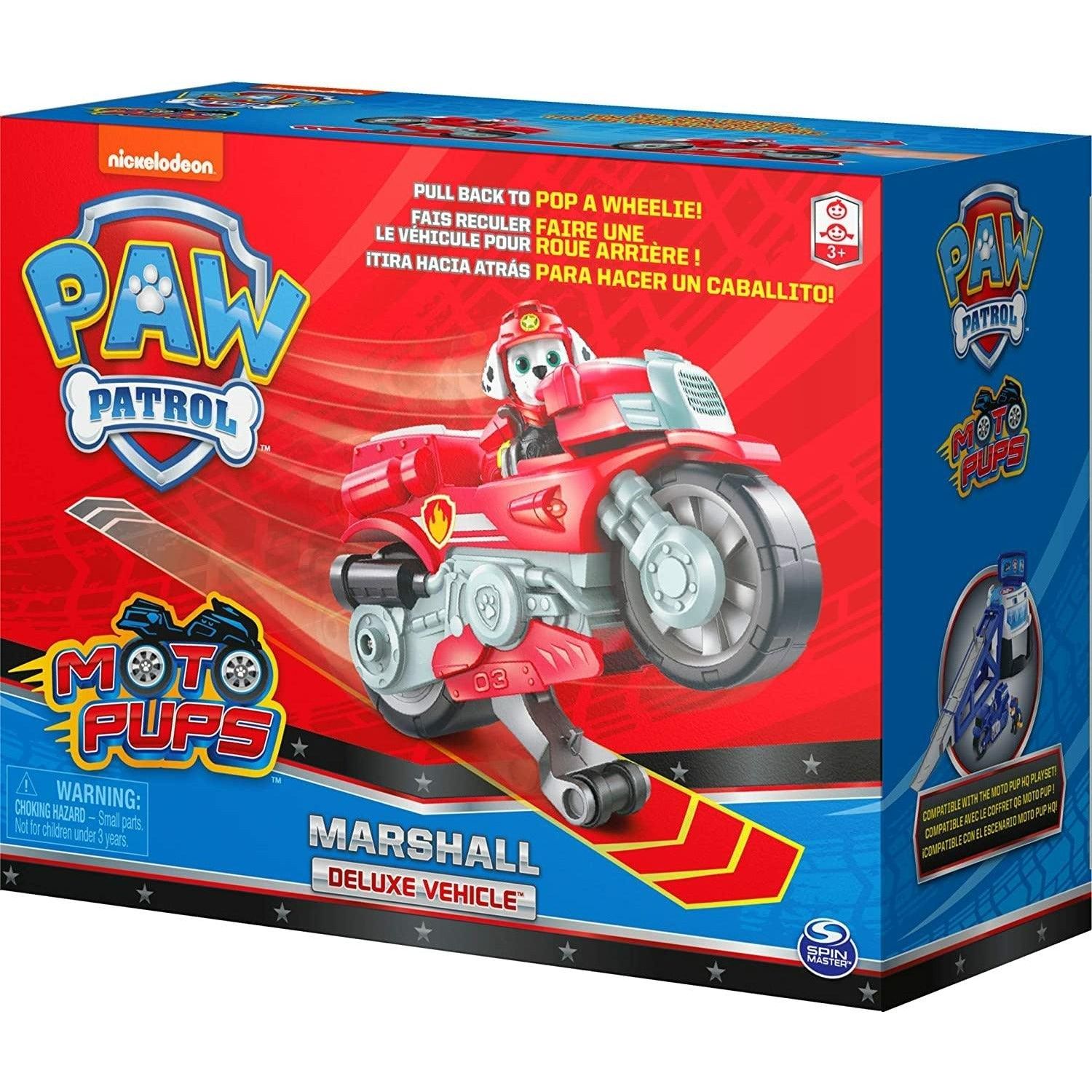 Paw Patrol, Moto Pups Marshall’s Deluxe Pull Back Motorcycle Vehicle with Wheelie Feature and Toy Figure - BumbleToys - 2-4 Years, 5-7 Years, Action Battling, Boys, OXE, Paw Patrol, Pre-Order