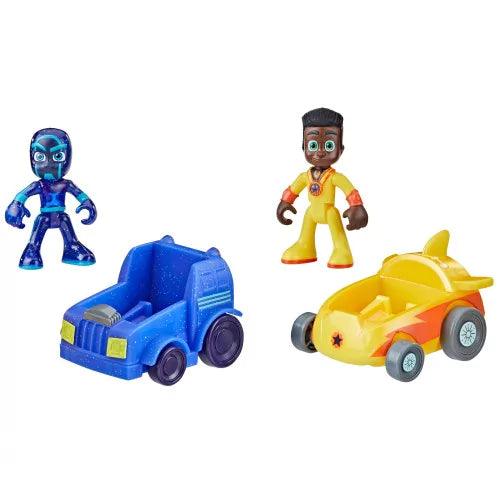 PJ Masks Pilotos Newton Vs Night Ninja Battle Racers Preschool Toy, Vehicle and Action Figure Set for Kids Ages 3 and Up
