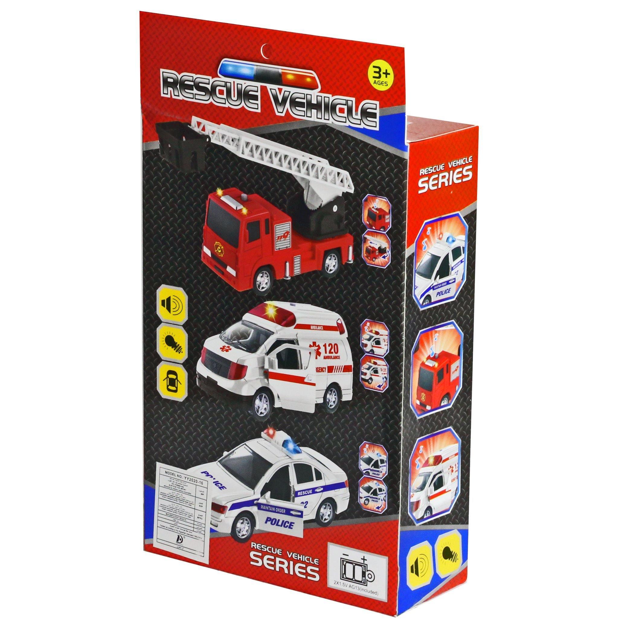 Police & Ambulance Cars Series With Light & Sound 3 In 1 Playset - BumbleToys - 5-7 Years, Boys, Collectible Vehicles, Toy Land